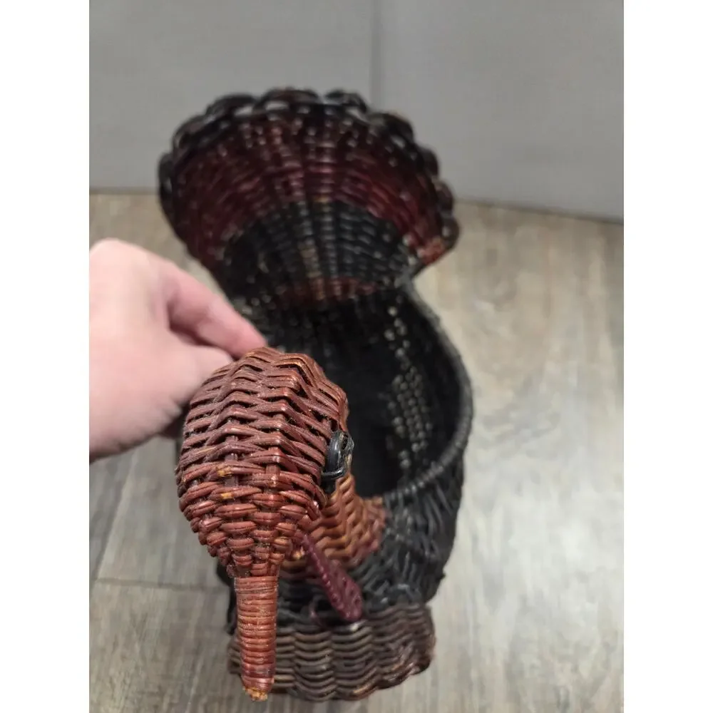 Vintage Colorful Wicker Turkey Basket Thanksgiving Fall Country Rustic 6